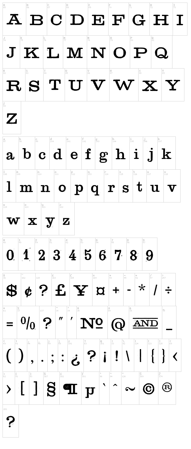 Golden Age font map